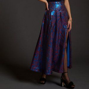 Maeve Pleated Shimmer Maxi Skirt